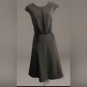 Calvin Klein Colorblock Fit & Flare Dress Size 4 Charcoal Black NWT
